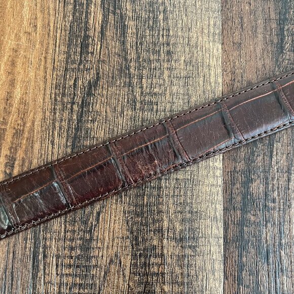VTG Canterbury Belt Genuine Crocodile Italian Leather Western Mens Size 34 Brown - Picture 5 of 15